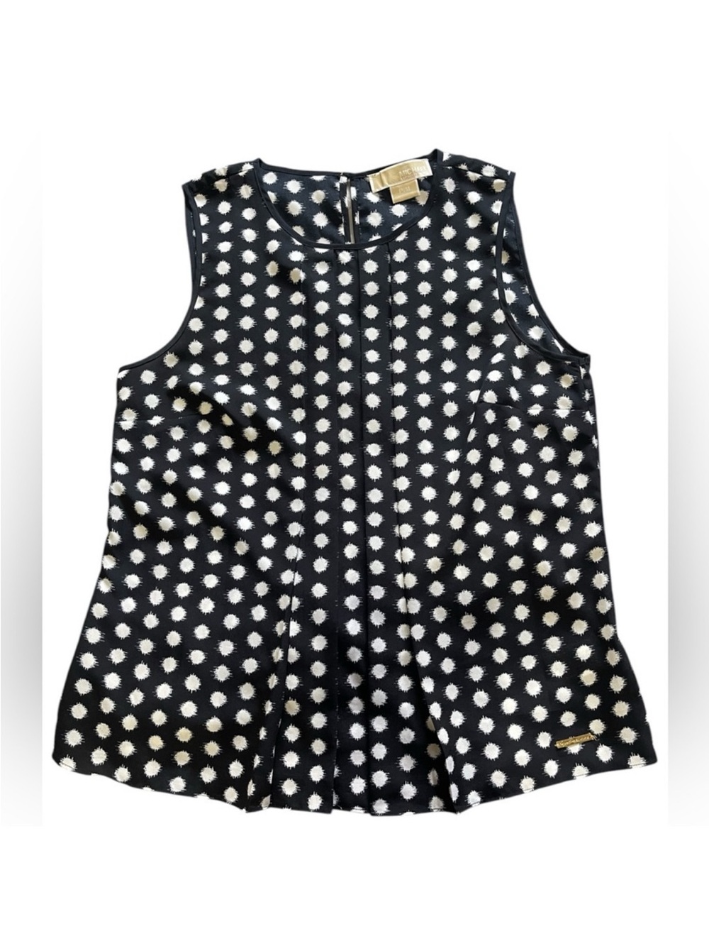 Michael Michael Kors Polka Dot Sleeveless
Pleated Top Women's Medium
Petite